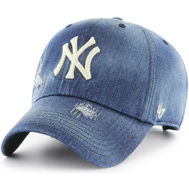 47-brand-curved-brim-new-york-yankees-mlb-clean-up-loughlin-navy-blue-denim-cap