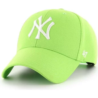 47 Brand Curved Brim New York Yankees MLB MVP Lime Green Snapback Cap