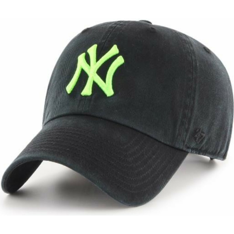 47-brand-curved-brim-green-logo-new-york-yankees-mlb-clean-up-black-cap