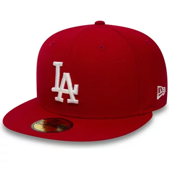 New Era Flat Brim 59FIFTY Essential Los Angeles Dodgers MLB Red Fitted Cap