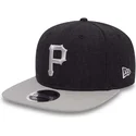 new-era-flat-brim-9fifty-seasonal-heather-pittsburgh-pirates-mlb-navy-blue-and-grey-snapback-cap