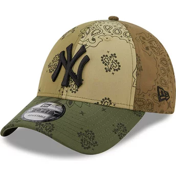 New Era Curved Brim 9FORTY Paisley Print New York Yankees MLB Green Adjustable Cap