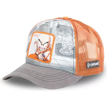 Capslab Krilin DB2 KRI2 Dragon Ball Grey and Orange Trucker Hat
