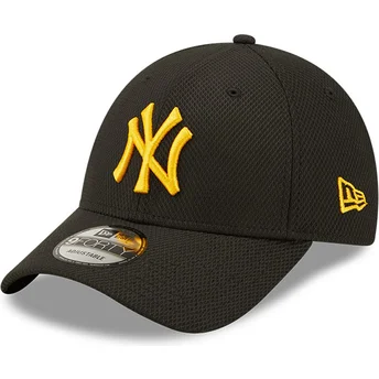 New Era Curved Brim Orange Logo 9FORTY Diamond Era New York Yankees MLB Black Adjustable Cap