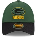 new-era-curved-brim-9forty-stretch-snap-sideline-road-green-bay-packers-nfl-green-and-black-snapback-cap