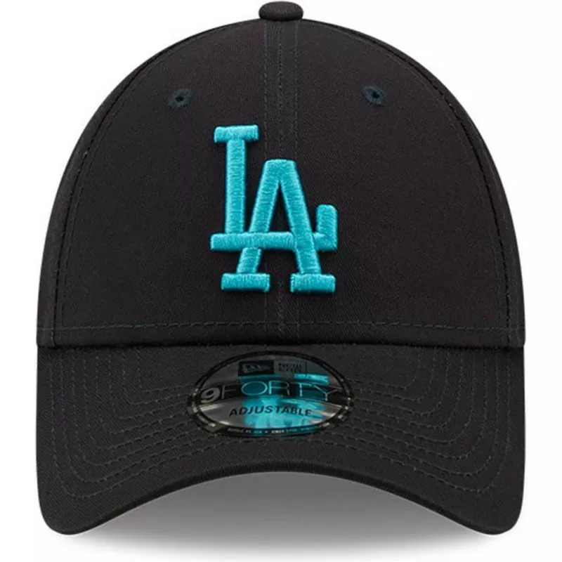 new-era-curved-brim-blue-logo-9forty-league-essential-los-angeles-dodgers-mlb-navy-blue-adjustable-cap