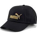 puma-curved-brim-golden-logo-essentials-black-adjustable-cap