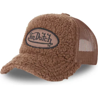 Von Dutch FUR2 Brown Shearling Trucker Hat