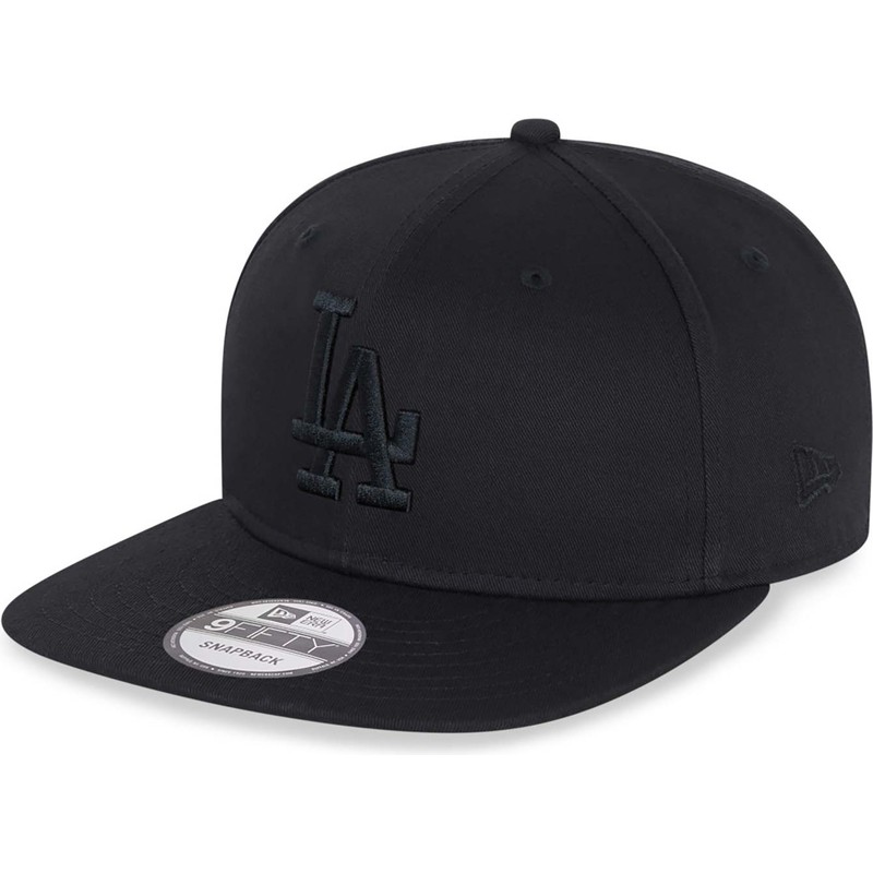new-era-flat-brim-black-logo-9fifty-los-angeles-dodgers-mlb-black-snapback-cap