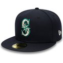 new-era-flat-brim-59fifty-authentic-on-field-seattle-mariners-mlb-navy-blue-fitted-cap