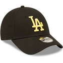 new-era-curved-brim-youth-golden-logo-9forty-league-essential-los-angeles-dodgers-mlb-black-adjustable-cap