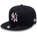 new-era-flat-brim-9fifty-team-infill-logo-new-york-yankees-mlb-navy-blue-snapback-cap