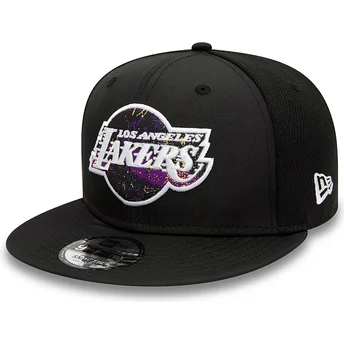 New Era Flat Brim 9FIFTY Print Infill Los Angeles Lakers NBA Black Snapback Cap