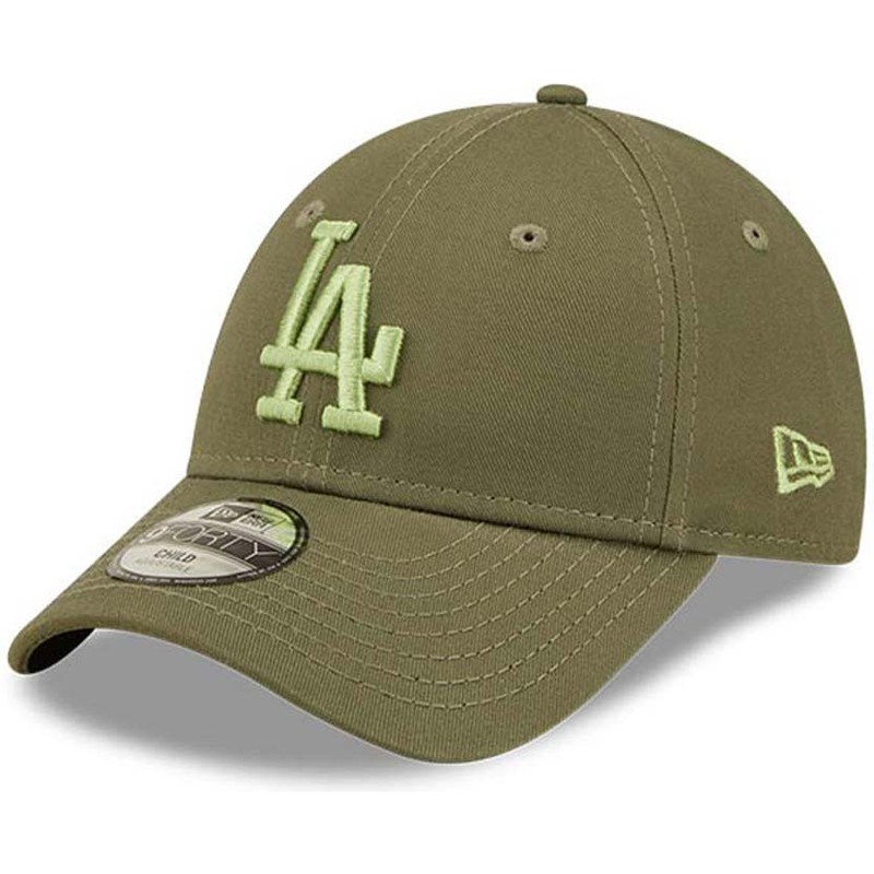 new-era-curved-brim-youth-green-logo-9forty-league-essential-los-angeles-dodgers-mlb-green-adjustable-cap