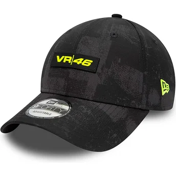 New Era Curved Brim Valentino Rossi VR46 9FORTY All Over Print MotoGP Black Adjustable Cap
