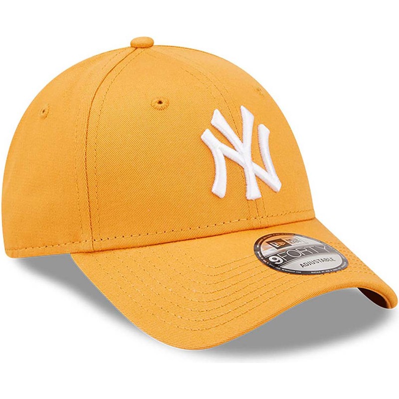 new-era-curved-brim-9forty-league-essential-new-york-yankees-mlb-orange-adjustable-cap