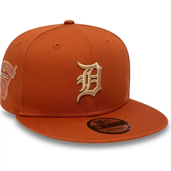 New Era Flat Brim 9FIFTY Side Patch Detroit Tigers MLB Brown Snapback Cap