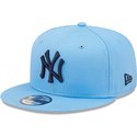 new-era-flat-brim-blue-logo-9fifty-league-essential-new-york-yankees-mlb-blue-snapback-cap