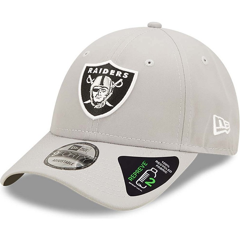new-era-curved-brim-9forty-repreve-las-vegas-raiders-nfl-grey-adjustable-cap