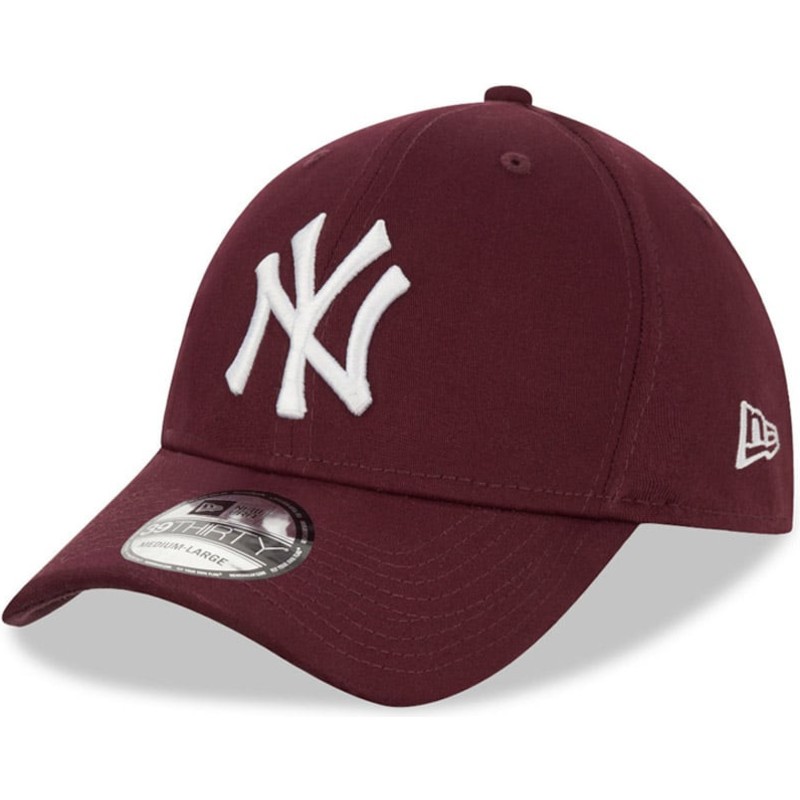 new-era-curved-brim-39thirty-league-essential-new-york-yankees-mlb-maroon-fitted-cap
