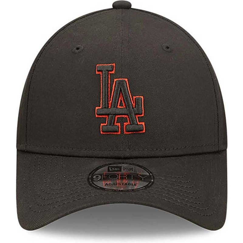 new-era-curved-brim-9forty-team-outline-los-angeles-dodgers-mlb-black-adjustable-cap