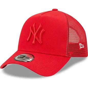 New Era Red Logo A Frame Tonal Mesh New York Yankees MLB Red Trucker Hat