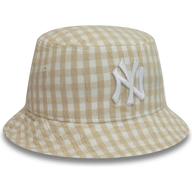 new-era-women-tapered-gingham-beige-bucket-hat
