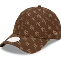new-era-curved-brim-women-9forty-monogram-new-york-yankees-mlb-brown-adjustable-cap