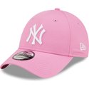new-era-curved-brim-white-logo-9forty-league-essential-new-york-yankees-mlb-pink-adjustable-cap