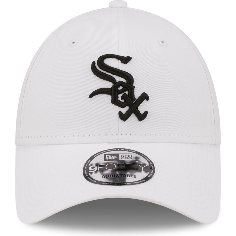 new-era-curved-brim-black-logo-9forty-league-essential-chicago-white-sox-mlb-white-adjustable-cap