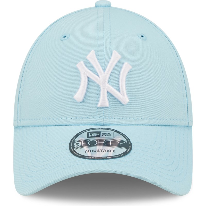 new-era-curved-brim-9forty-league-essential-new-york-yankees-mlb-light-blue-adjustable-cap