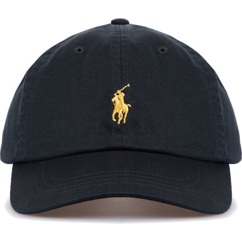 polo-ralph-lauren-curved-brim-golden-logo-cotton-chino-classic-sport-black-adjustable-cap