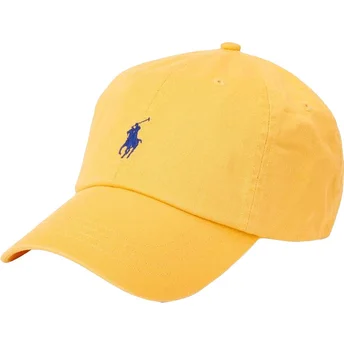 Polo Ralph Lauren Curved Brim Blue Logo Cotton Chino Classic Sport Yellow Adjustable Cap