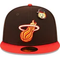 new-era-flat-brim-59fifty-the-elements-fire-pin-miami-heat-nba-brown-and-red-fitted-cap