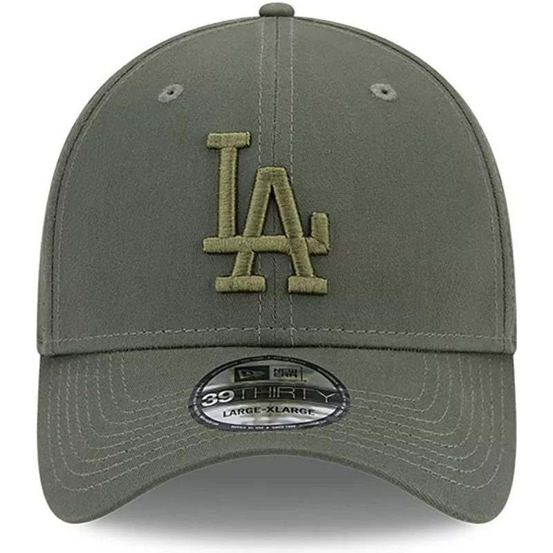 new-era-curved-brim-green-logo-39thirty-league-essential-los-angeles-dodgers-mlb-green-fitted-cap