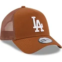 new-era-a-frame-league-essential-los-angeles-dodgers-mlb-brown-trucker-hat