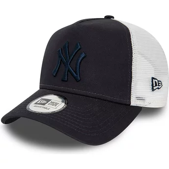 New Era Navy Blue Logo A Frame League Essential New York Yankees MLB Navy Blue and White Trucker Hat