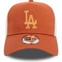new-era-a-frame-seasonal-infill-los-angeles-dodgers-mlb-brown-and-white-trucker-hat