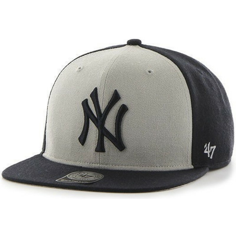 47-brand-flat-brim-new-york-yankees-mlb-sure-shot-black-and-white-snapback-cap