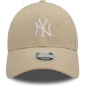 new-era-curved-brim-women-9forty-linen-new-york-yankees-mlb-beige-adjustable-cap