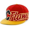 47-brand-flat-brim-script-logo-calgary-flames-nhl-black-snapback-cap