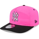 new-era-curved-brim-golfer-chrome-logo-new-york-yankees-mlb-pink-and-black-snapback-cap