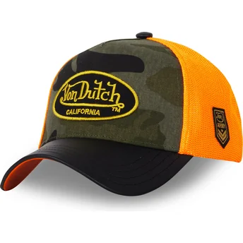 Von Dutch Curved Brim VINT08 Camouflage and Orange Snapback Cap