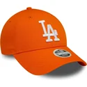 new-era-curved-brim-women-9forty-league-essential-los-angeles-dodgers-mlb-orange-adjustable-cap