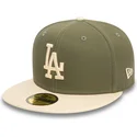 new-era-flat-brim-59fifty-side-patch-los-angeles-dodgers-mlb-green-and-beige-fitted-cap