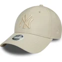 new-era-curved-brim-women-9forty-pu-new-york-yankees-mlb-beige-adjustable-cap-with-beige-logo