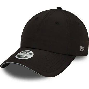 New Era Curved Brim Women 9FORTY Open Back Black Adjustable Cap