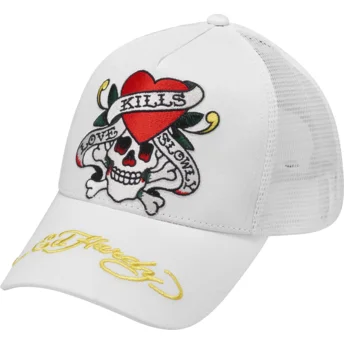 Ed Hardy Love Kills Slowly White Trucker Hat