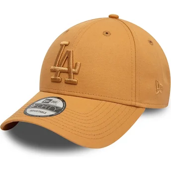 New Era Curved Brim Brown Logo 9FORTY League Essential Los Angeles Dodgers MLB Light Brown Adjustable Cap