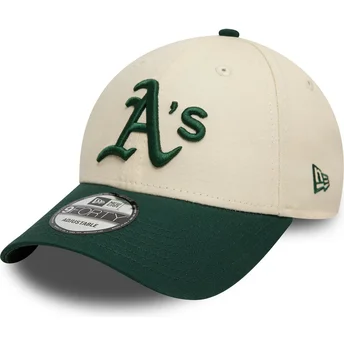 New Era Curved Brim 9FORTY Colour Block Oakland Athletics MLB Beige and Green Adjustable Cap